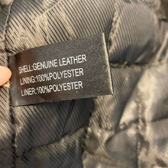 100% leather fur trimmed coat, size L - Picture 7 of 17